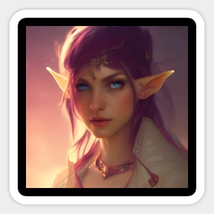 Cute Fantasy Female Elf Purple Artwork Sticker